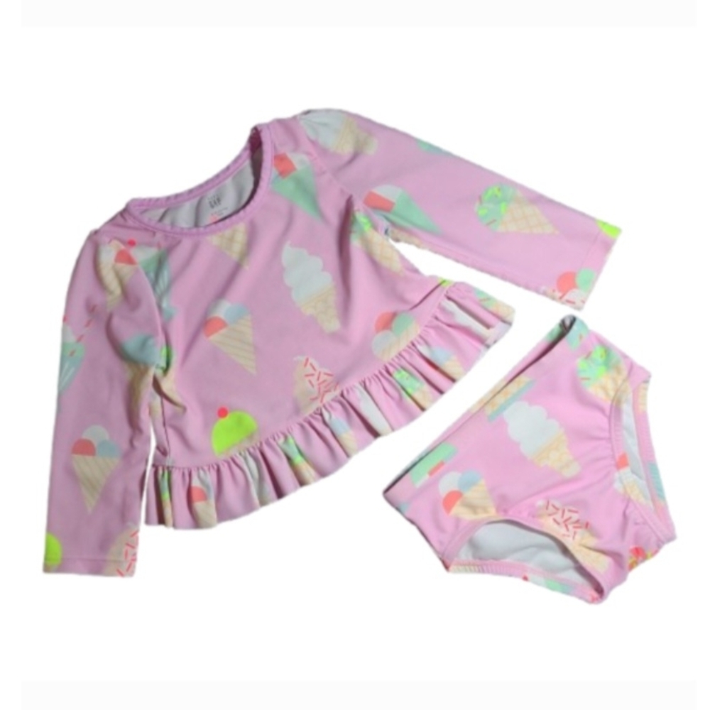Ice Cream Print Baby Girl Swim Set - Pink